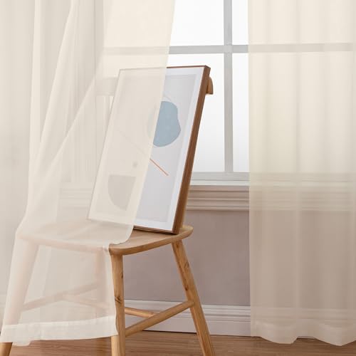 Cream Sheer Curtains 84 Inches Long (Cream / 59"W x 84"L (Pack of 2))