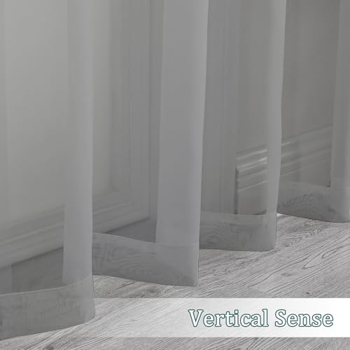 Charcoal Grey Sheer Valances for Windows (Charcoal Grey / 42"W x 16"L (Pack of 2))
