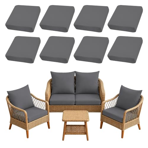 8PCS Patio Cushion Covers.Patio Furniture Couch SeatSlipcovers (Grey / 8PCS)