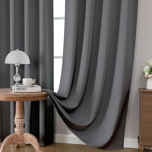 Light Grey Blackout Curtains 96 inch Length 2 Panels Set (Light Grey / 52"W x 96"L (Pack of 2))