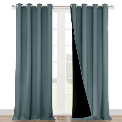 Greyish Blue Blackout Curtains for Bedroom 52" w x 90" L 2 Panels (Greyish Blue / 52"W x 90"L (Pack of 2))