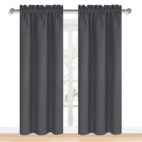Blackout Curtains for Bedroom 38 x 84 Inch Long Dark Grey 2 Panels (Dark Grey / 38"W x 84"L (Pack of 2))