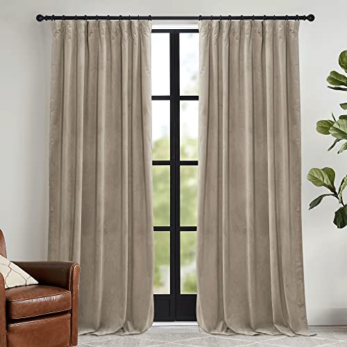 Velvet Curtains 108 inches Long (Camel Beige / 52"W x 108"L (Pack of 2))