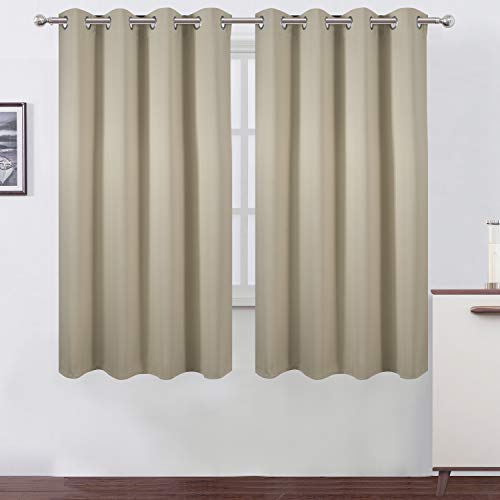 Beige Blackout Curtains 66 x 63 Inch Length (Beige / 66"W x 63"L (Pack of 2))