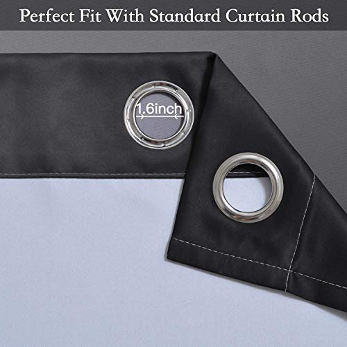 Ombre Black to Grey White Curtains for Living Room 42Wx63L (42"W x 63"L (Pack of 2) / Black)