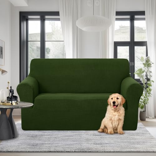 Loveseat Cover Stretch Couch Cover Sofa Slipcover (Bronze Green / Loveseat)