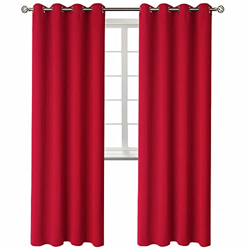 Christmas Room Darkening Curtains 84 Inches Long (Red / 52"W x 84"L (Pack of 2))