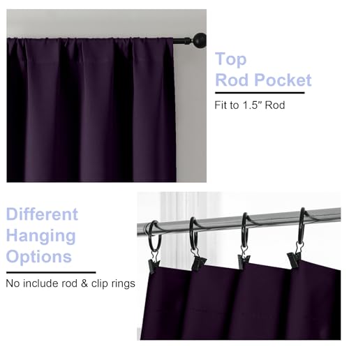 Ava BlackBerry Blackout Curtains for Bedroom 63 Inch Length 2 Panels Set (Blackberry / 40"W x 63"L (Pack of 2))