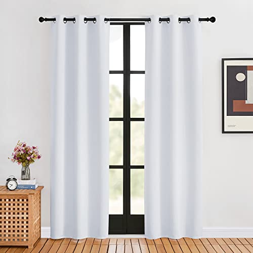 Room Darkening Curtains for Living Room (Greyish White / 34"W x 80"L (Pack of 2))