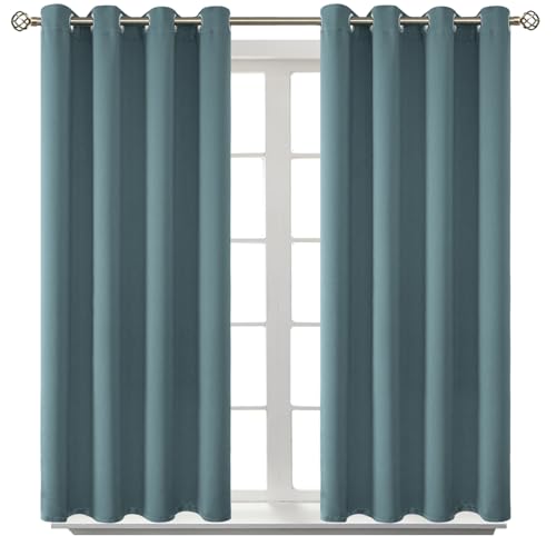 Stone Blue Blackout Curtains for Bedroom 45 Inch Long (Stone Blue / 52"W x 45"L (Pack of 2))