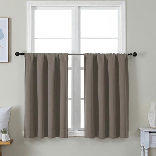 Ava Latte Short 36 Inches Blackout Curtain 2 Panels Set (Latte / 40"W x 36"L (Pack of 2))