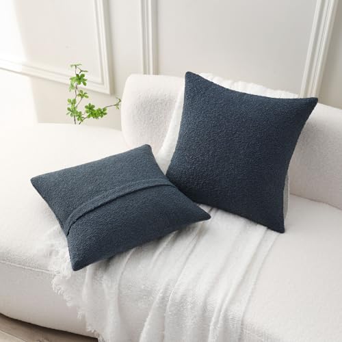 Pack of 2 Boucle Textured Throw Pillow Covers 20x20 Inch (Haze Blue / 20" x 20" (Pack of 2))