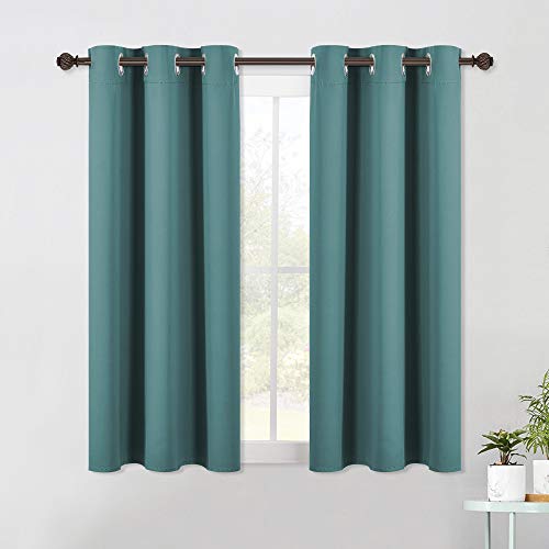 Blackout Window Curtains 60 inch Length 2 Panels (Sea Teal / 34"W x 60"L (Pack of 2))