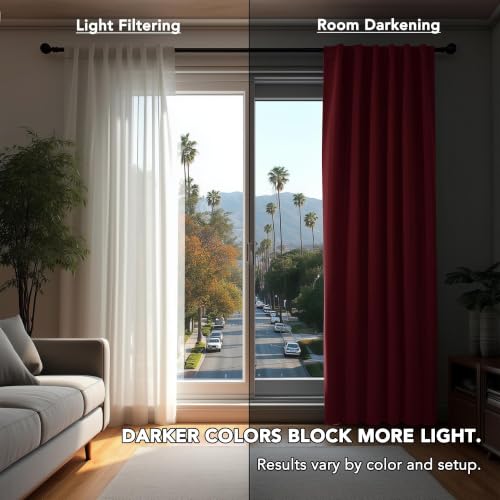 Blackout Curtains for Bedroom 108 Inches Long (Maroon Red / 70"W x 108"L (Pack of 2))