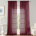 Burgundy Sheer Curtains 108 Inches 2 Panels for Living Room 59" Wide (Burgundy Wine / 59"W x 108"L (Pack of 2))