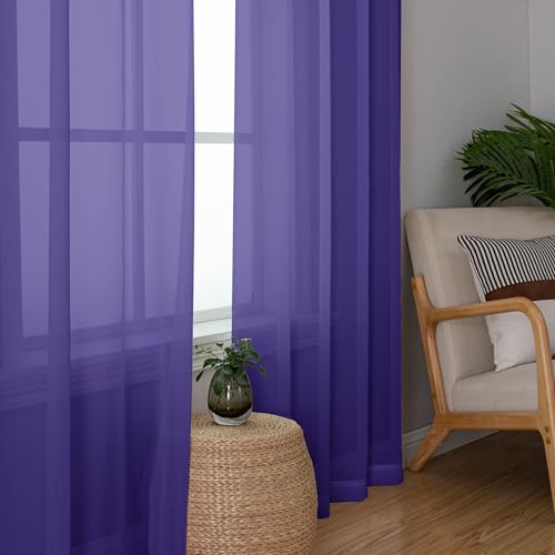 Purple Sheer Curtains (Purple / 42"W x 84"L (Pack of 2))