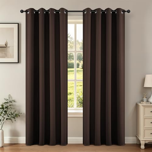 Blackout Curtains 84 Inch Length 2 Panels Set (Chocolate / 52"W x 84"L (Pack of 2))