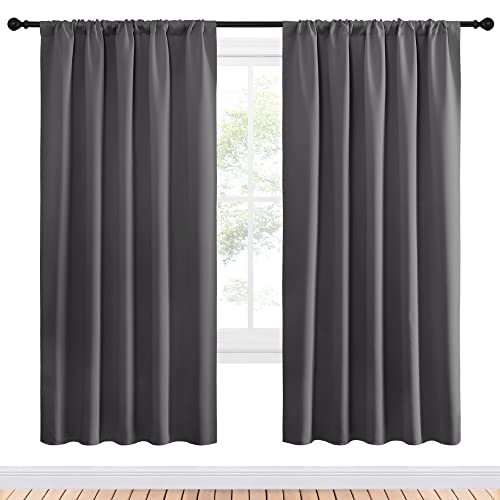 Grey Blackout Curtains for Dining Room 52" w x 72" L 2 Panels (Grey / 52"W x 72"L (Pack of 2))