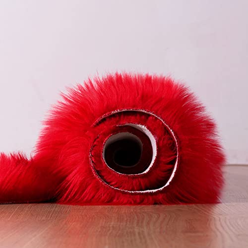 Faux Fur Rug Red Fluffy Sheepskin Area Rug (Red / 4' x 6' (Sheepskin))