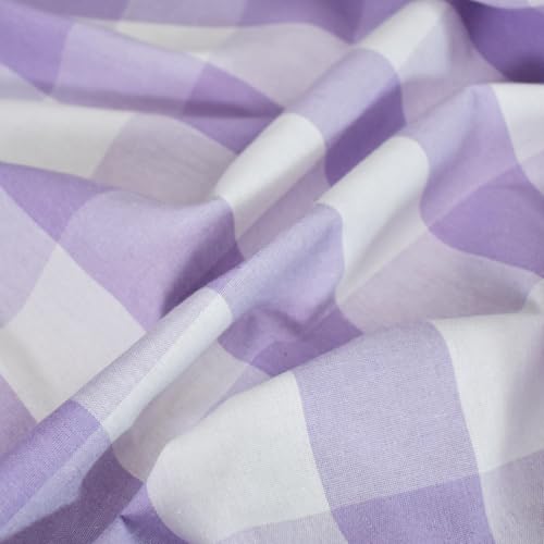 Short Christmas Curtains For Windows Treatment Buffalo Check Plaid Valances Gingham 2 Pack Tiers Rod Pocket Lightpurple and white Decor Over Sink For Kitchen (34"W x 24"L (Pack of 2) / Lightpurple and White)