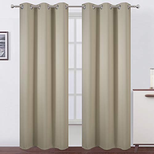 Beige Blackout Curtains 34 x 84 Inch Length (Beige / 34"W x 84"L (Pack of 2))