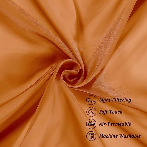 Sheer Valances for Windows 2 Pack (Orange / 42"W x 14"L (Pack of 2))