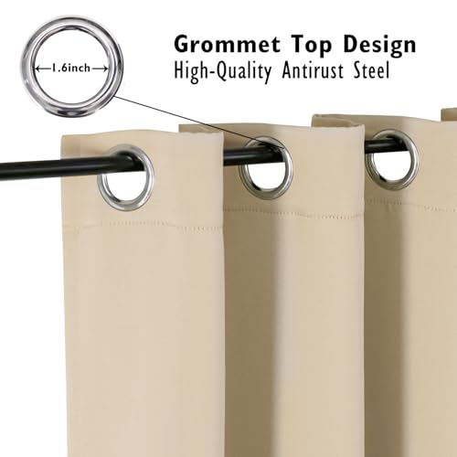 Blackout Curtains for Bedroom and Living Room 63 Inches Long (52"W x 63"L (Pack of 2) / Biscotti)
