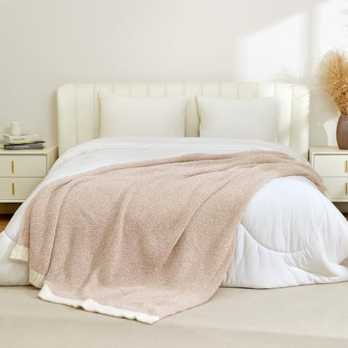 Super Soft & Reversible Heather Beige Throw (Heather Beige / Twin (60"x80"))