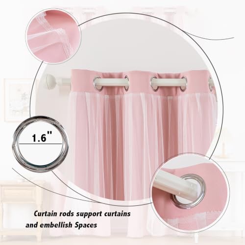 Double Layer Blackout Curtains 2 Panels (Blush Pink / 35"W x 63"L (Pack of 2))