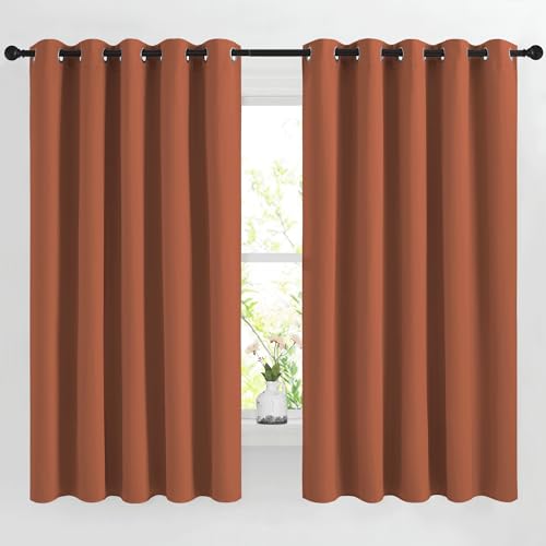 Burnt Orange Window Treatments 66 inch Length 2 Panels Set (Burnt Orange / 66"W x 66"L (Pack of 2))