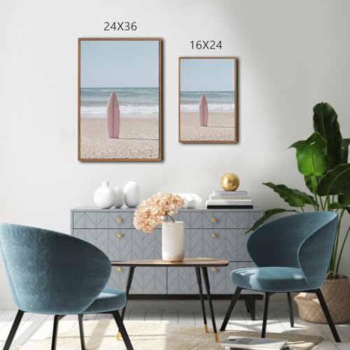 Ocean Beach Framed Canvas Wall Art (Beach / 24"L x 36"W)