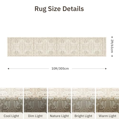 Hallway Washable Runner Rug 2x10 (Beige / 2' x 10' (Runner))