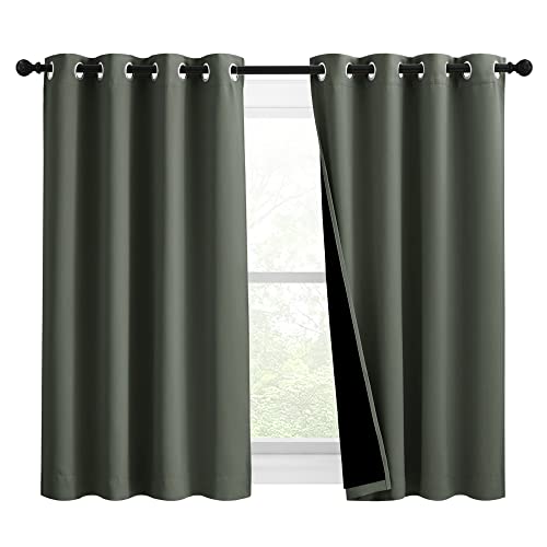 100% Blackout Curtains 54 inches Long (Dark Mallard / 46"W x 54"L (Pack of 2))