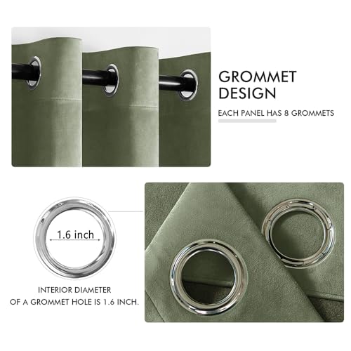 Velvet Curtains Sage Green 52 x 90 Inch Length Set of 2 (Sage Green / 52"W x 90"L (Pack of 2))