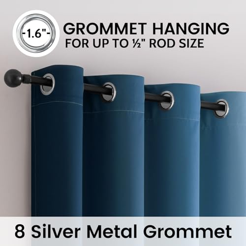 100% Blackout Ombre Bedroom Curtains Blue and Greyish White (52"W x 63"L (Pack of 2) / Blue White)