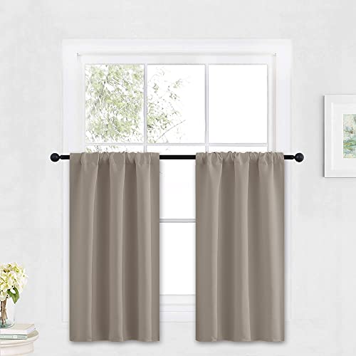 Kitchen Blackout Window Curtains Over Sink 36 inch Length (Sand / 29"W x 36"L (Pack of 2))