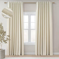 100 Inch Long Ivory White Black Out Custom Drapery Panels (Cream / 52"W x 100"L (Pack of 2))