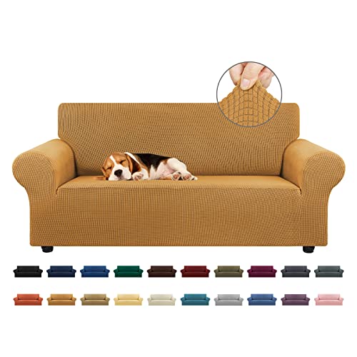 Stretch Loveseat Couch Cover (Golden / Medium)