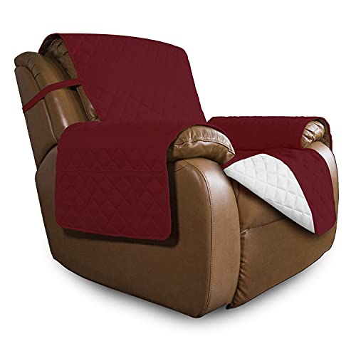 Reversible Couch Cover (Christmas Red/Ivory / Large Recliner)