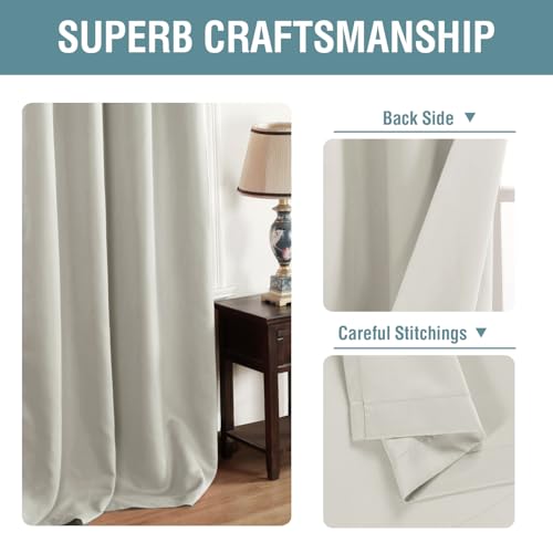 Blackout Curtain for Living Room Thermal Insulated Window Treatment Curtain 54 inch Length Energy Saving Solid Grommet Top Blackout Drape (52"W x 54"L (Pack of 1) / Ivory/Cream)