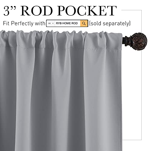 54 inch Blackout Curtains for Living Room Bedroom (Silver Grey / 42"W x 54"L (Pack of 2))