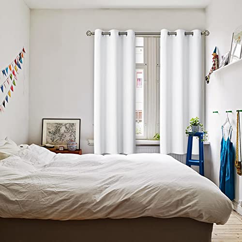 Pure White Room Darkening Curtains 72 Inch for Bedroom (Pure White / 42"W x 72"L (Pack of 2))