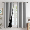 100% Blackout Curtains for Bedroom 63 Inch Long with Black Liner (42"W x 63"L (Pack of 2) / Light Grey)