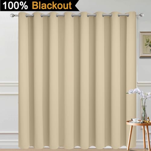 Beige 100% Blackout Patio Door Curtain Panels W100 x L84 (100"W x 84"L (Pack of 1) / Beige)