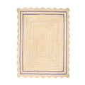 Wave Scalloped Jute Rug Entryway Natural Boho Area Rug Navy Blue 10'x14' (10'x14' / Navy Blue)