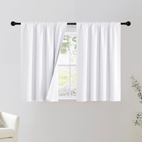 100% Blackout RV Curtains for Camper Windows (Snow White / 29"W x 20"L (Pack of 2))