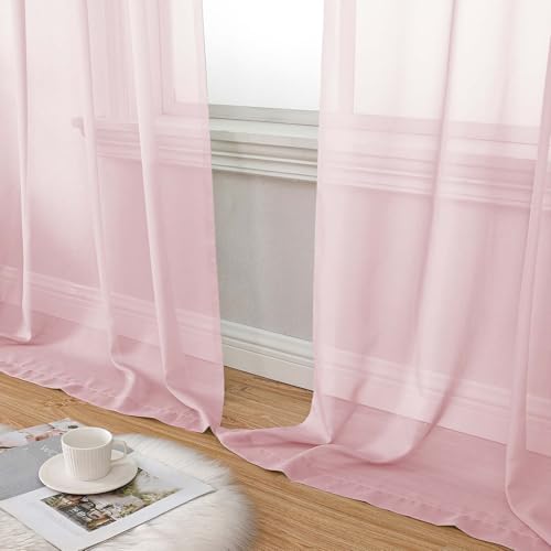 Extra Long Blush Sheer Curtains for Bedroom Living Room 120 Inches Long 2 Panels Set (Blush / 59"W x 120"L (Pack of 2))