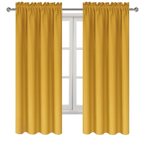 Blackout Curtains for Bedroom Living Room 38 x 72 Inch Long Yellow (Yellow / 38"W x 72"L (Pack of 2))
