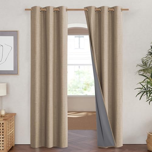 Burlap Vintage Open Linen Weave Flax Thermal Curtains (42"W x 90"L (Pack of 2) / Burlap)