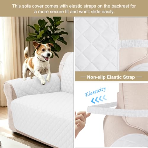 Oversized Loveseat Couch Cover for Dogs (White/White / Loveseat - Oversized (54"))